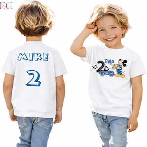 Custom Mickey Mouse Birthday Boy T-Shirt Personalized Mickey Birthday Shirt Two Fast Birthday Disney Shirt Racing Shirt