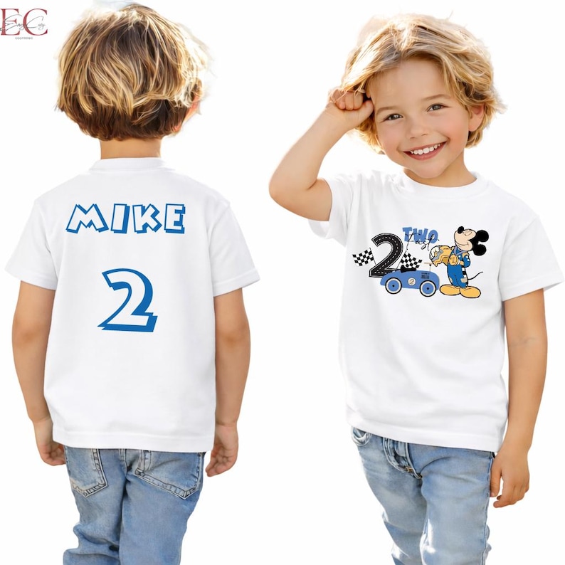 Custom Mickey Mouse Birthday Boy T-Shirt Personalized Mickey Birthday Shirt Two Fast Birthday Disney Shirt Racing Shirt