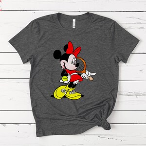Minnie Mouse Tennis T-Shirt Tennis Gift for Her Disney Shirt Tennis Shirt Disneyworld Shirt for Girl Gift Heather Dark Gray