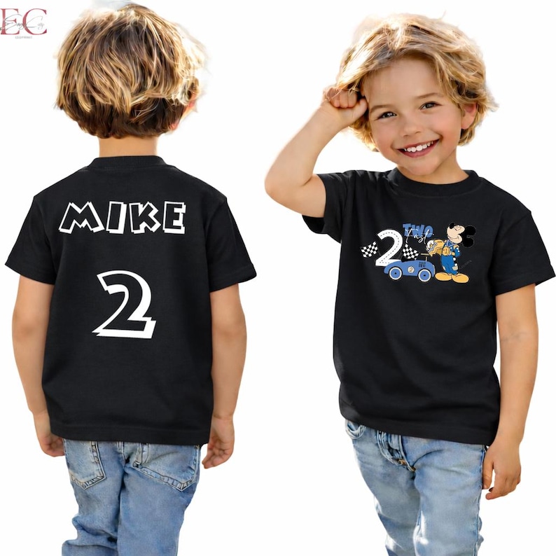 Custom Mickey Mouse Birthday Boy T-Shirt Personalized Mickey Birthday Shirt Two Fast Birthday Disney Shirt Racing Shirt