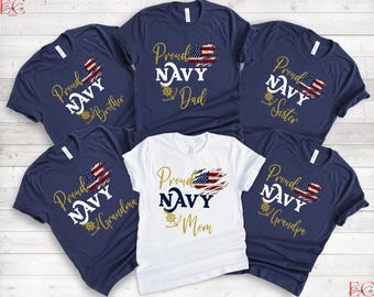 Proud U.S. Navy Family T-shirts, Personalized Proud Navy Family Shirt, Boot Camp Shirt, Navy Graduation Shirt, Military Shirt,Proud Navy Mom