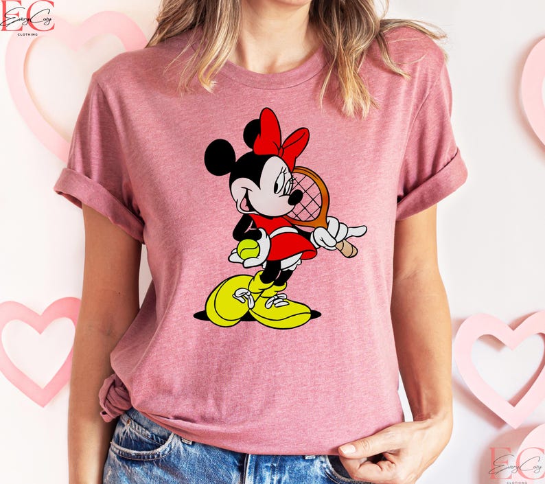 Minnie Mouse Tennis T-Shirt Tennis Gift for Her Disney Shirt Tennis Shirt Disneyworld Shirt for Girl Gift Heather Mauve