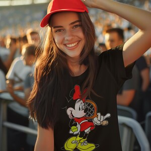 Minnie Mouse Tennis T-Shirt Tennis Gift for Her Disney Shirt Tennis Shirt Disneyworld Shirt for Girl Gift Black