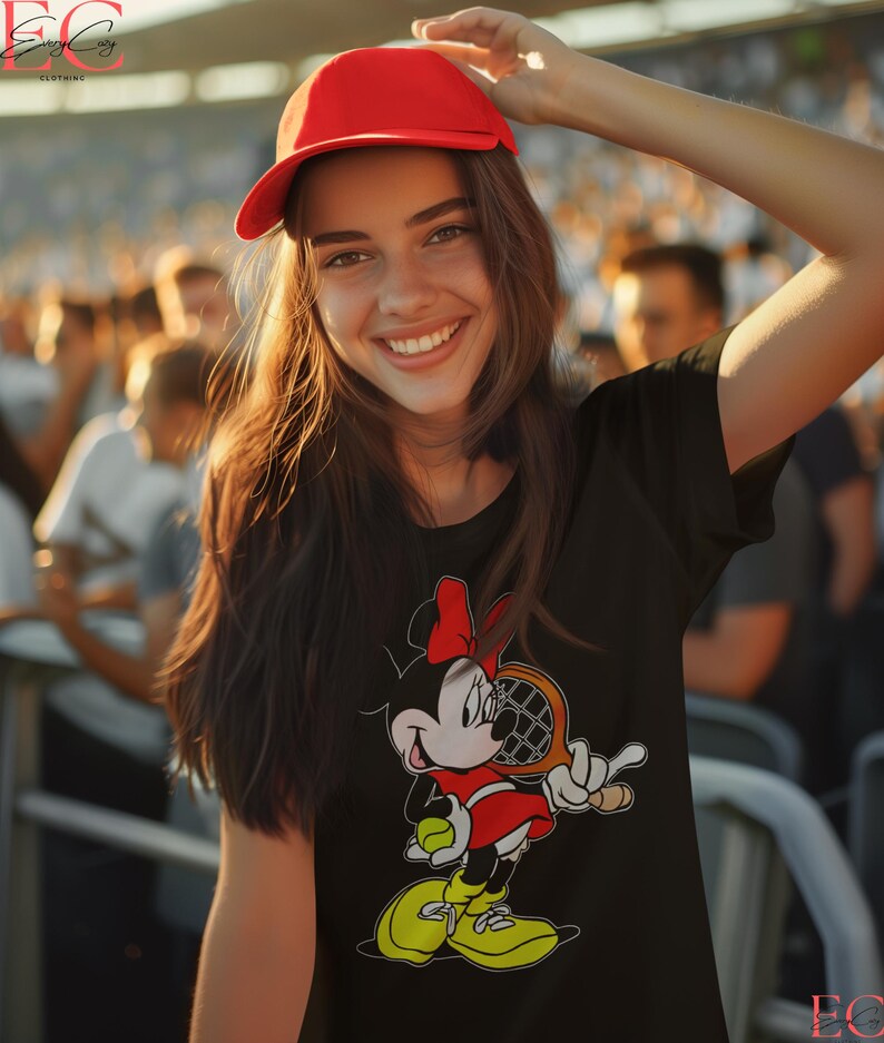 Minnie Mouse Tennis T-Shirt Tennis Gift for Her Disney Shirt Tennis Shirt Disneyworld Shirt for Girl Gift Black