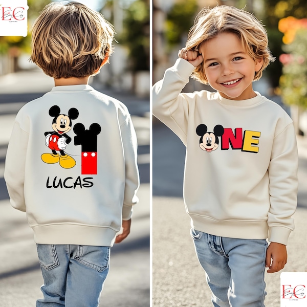 Custom Happy Birthday Sweatshirt  Personalized Birthday Boy Shirt Disney Birthday Kids Shirt Mickey Birthday Shirt Gift for Boys