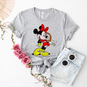 Minnie Mouse Tennis T-Shirt Tennis Gift for Her Disney Shirt Tennis Shirt Disneyworld Shirt for Girl Gift Heather Light Grey