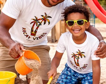 Dad and Son Matching African Print T-Shirt Set, Family Outfit, Ankara Tee, Cultural Gift, Father Son Summer Outfit LAVIYE KUMASI