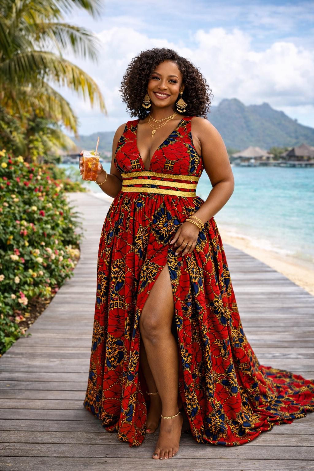 burgundy african dress African Burgundy Dress