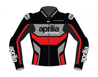 Chaqueta de moto de cuero estilo Tuono V4 / Protección CE, equipo de motociclismo de piel de vacuno