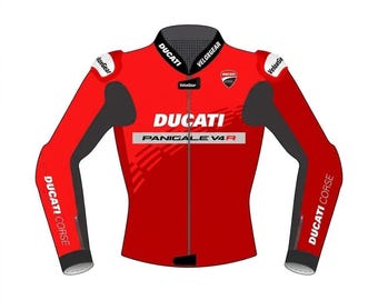 Chaqueta de cuero para moto Ducati Panigale V4 R / Equipamiento de competición para motoristas con certificación CE