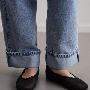 Handmade Women&#39;s Mesh Ballet Flats, Transparent Mary Jane Shoes, Breathable Summer Flats with Strap, Lightweight Casual Shoes