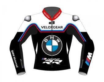 Chaqueta de moto de cuero BMW M1000RR / Equipamiento de motociclista de carreras para hombre con protección CE