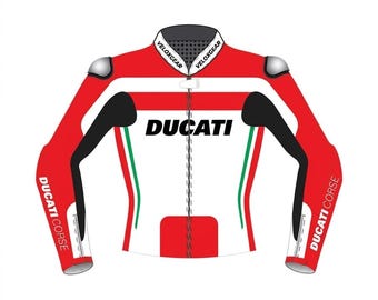 Chaqueta de moto de cuero Ducati Corse C6 / Equipamiento de motorista Desmosedici Racing (Hecha a medida)