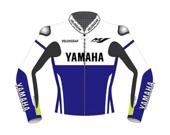 Chaqueta de cuero para moto Yamaha M1 / Chaqueta de cuero de vaca para hombre con protección CE para motociclistas de MotoGP