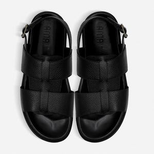 Handmade Black Leather Sandals for Men – Strappy Gladiator Style Slingback Summer Flats – Greek-Inspired Genuine Leather Sandals