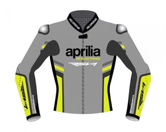 Chaqueta de motociclista de cuero gris estilo RSV4 para hombre, equipo deportivo para montar en moto.