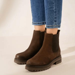 Handmade Chocolate Suede Chelsea Boots: Zero Drop Leather Ankle Booties