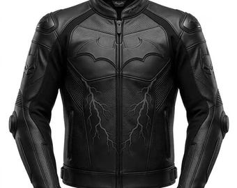 Chaqueta de moto de cuero negro / Equipamiento para motociclistas con protección CE