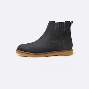 Handmade Navy Nubuck Chelsea Boots – Barefoot Leather Boots for Men, Wide Toe Box, Zero Drop, Winter Grounding Natural Shoes