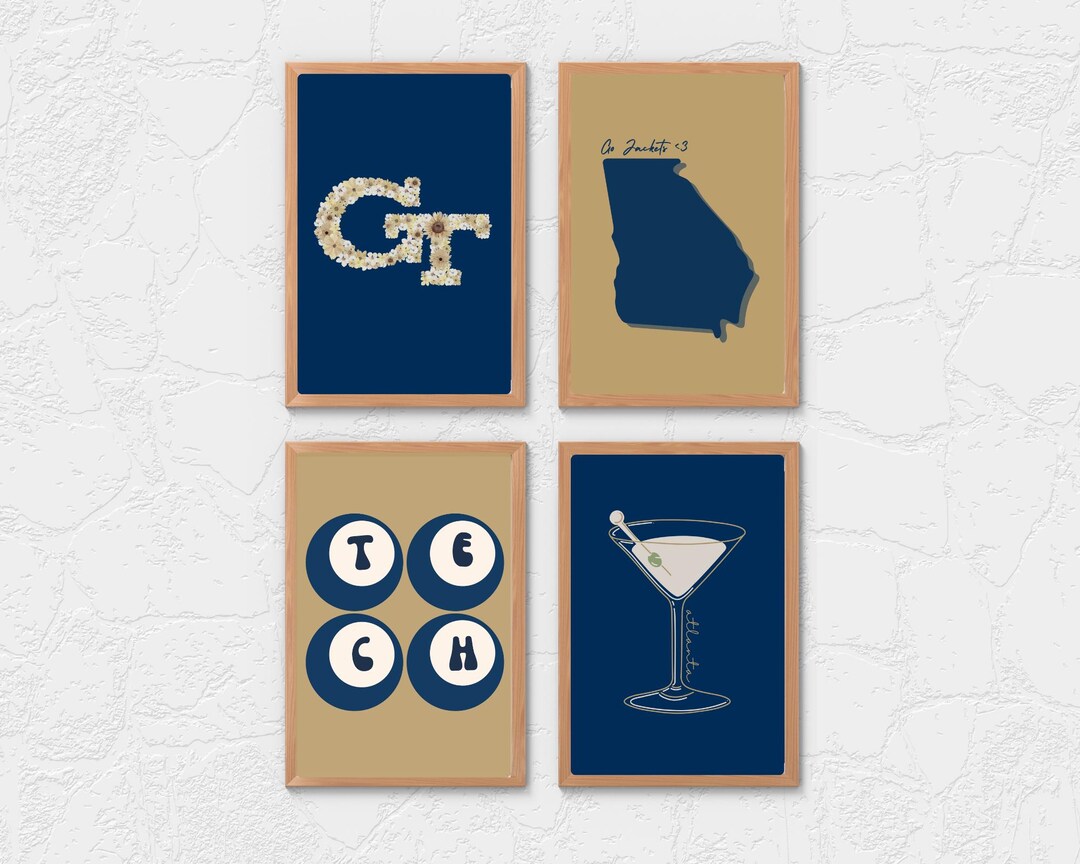 Georgia Tech Color Pallets Georgia Tech Wall Art | GT Aesthetic College Decor | Georgia Tech Dorm ...