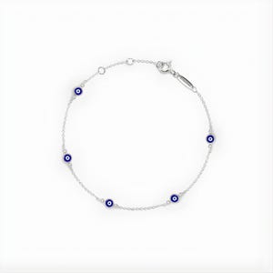 Pulsera con dije de ojo turco • Pulsera apilable azul Nazar • Joyería de la amistad en plata de ley