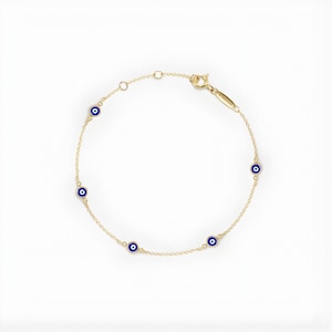 Pulsera con dije de ojo turco • Pulsera apilable azul Nazar • Joyería de la amistad en plata de ley