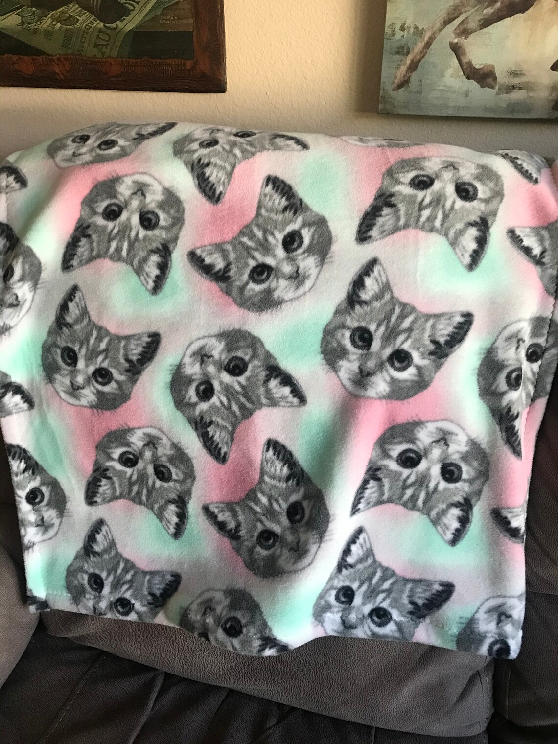 Fleece cat/kitten plush fleece blanket with rainbow colors Etsy