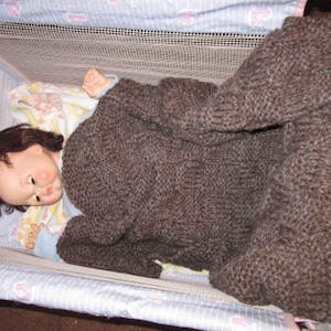 Hand Knit Wool Throw Blanket: Dark Brown Lap Blanket (31x41)