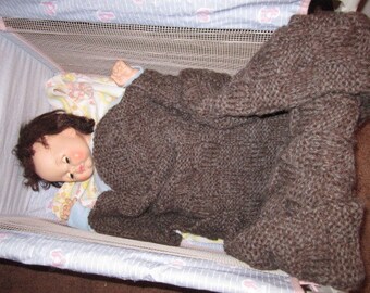 Knit wool throw/baby blanket dark brown ( larger size) 31x41