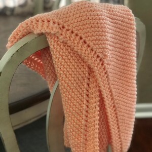 Hand Knit Chunky Baby Blanket: Orange Sherbet Acrylic (28”x28”)