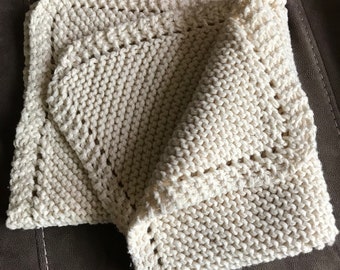 Knit baby blanket ,organic cotton baby blanket, no dye cream color 30x27