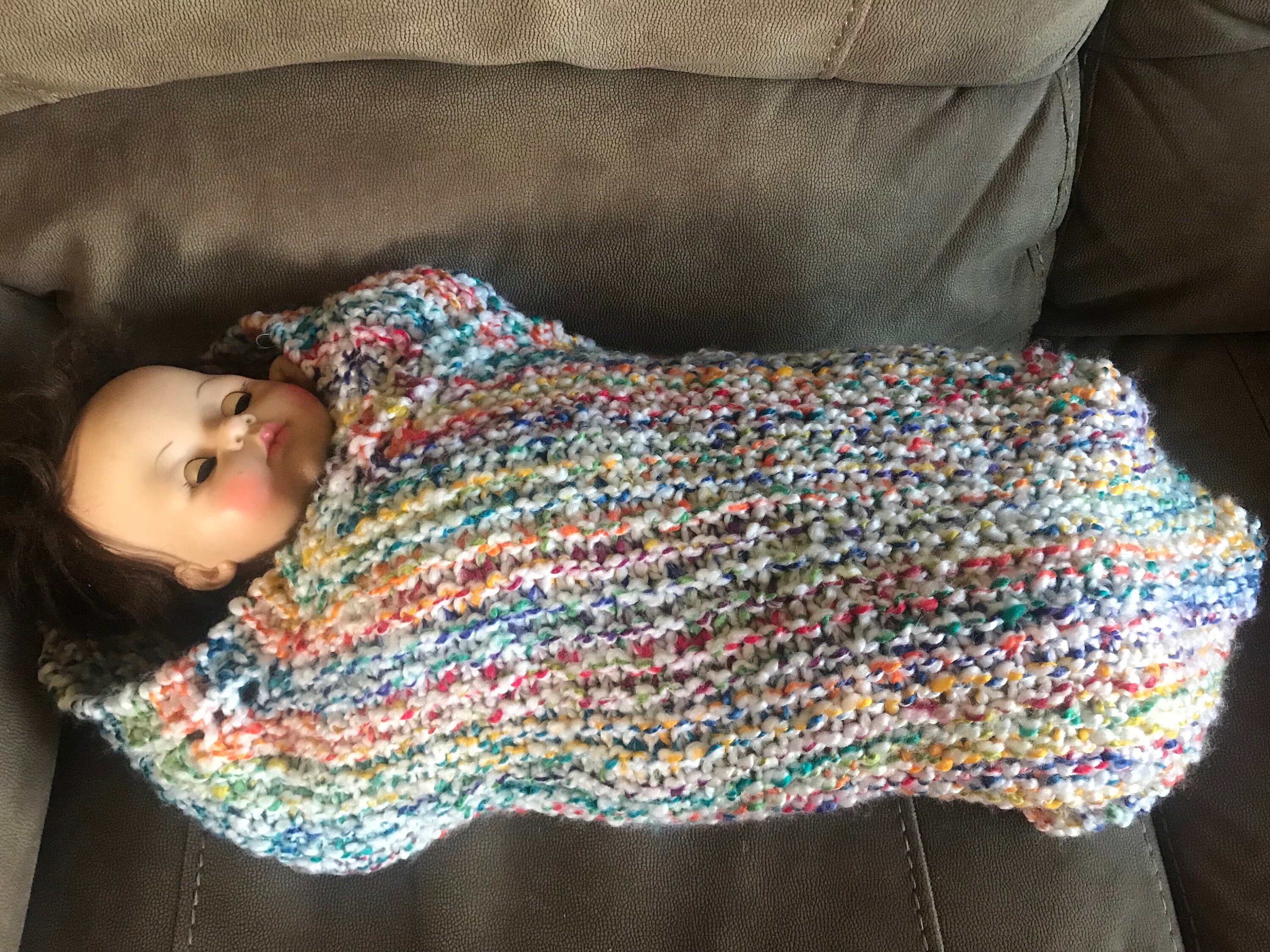 Knit baby blanket acrylic yarn primary multi colored Etsy