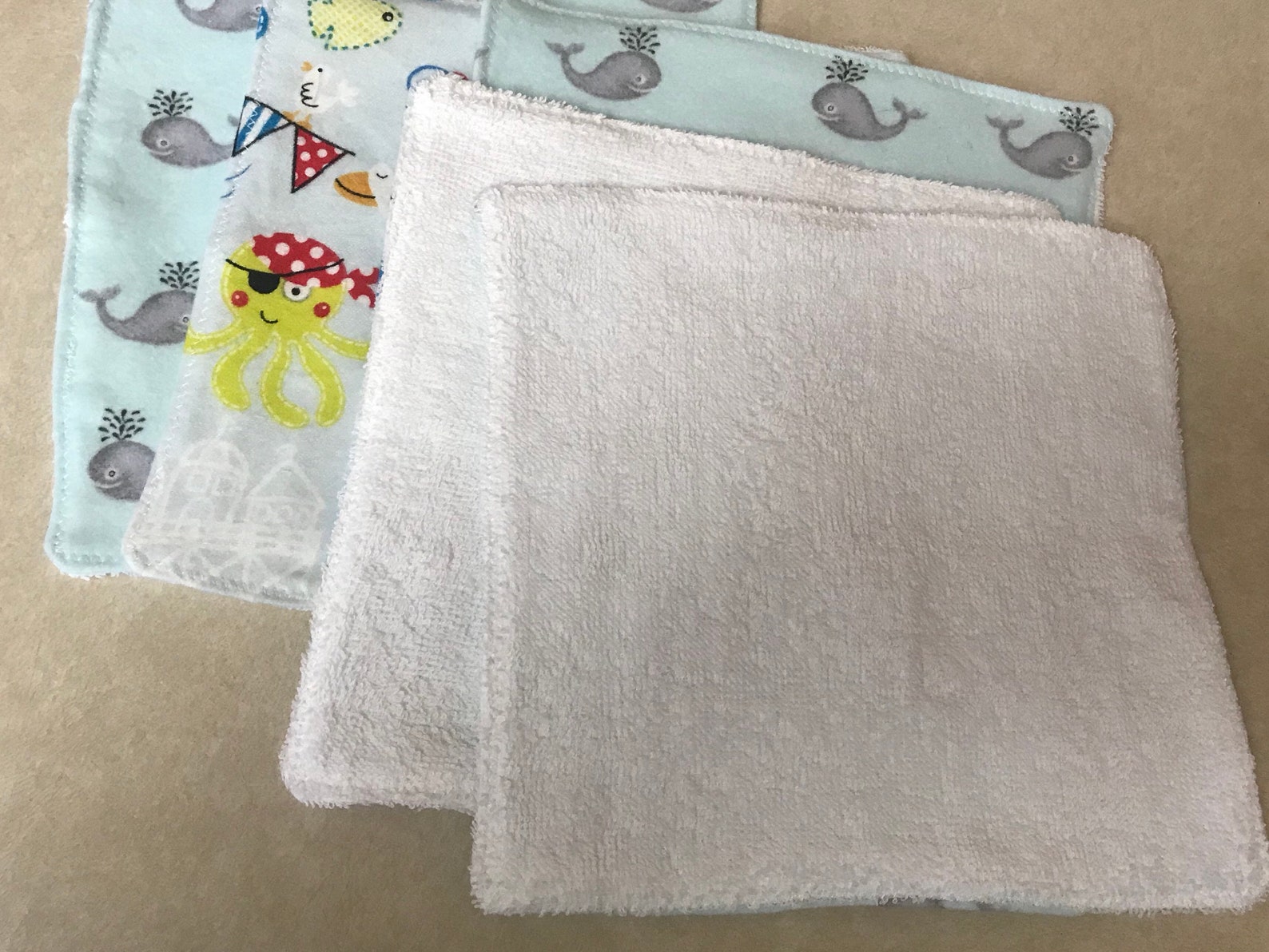 Baby Washcloths Flannel Wipes Terrycloth Wipes Whales and Etsy