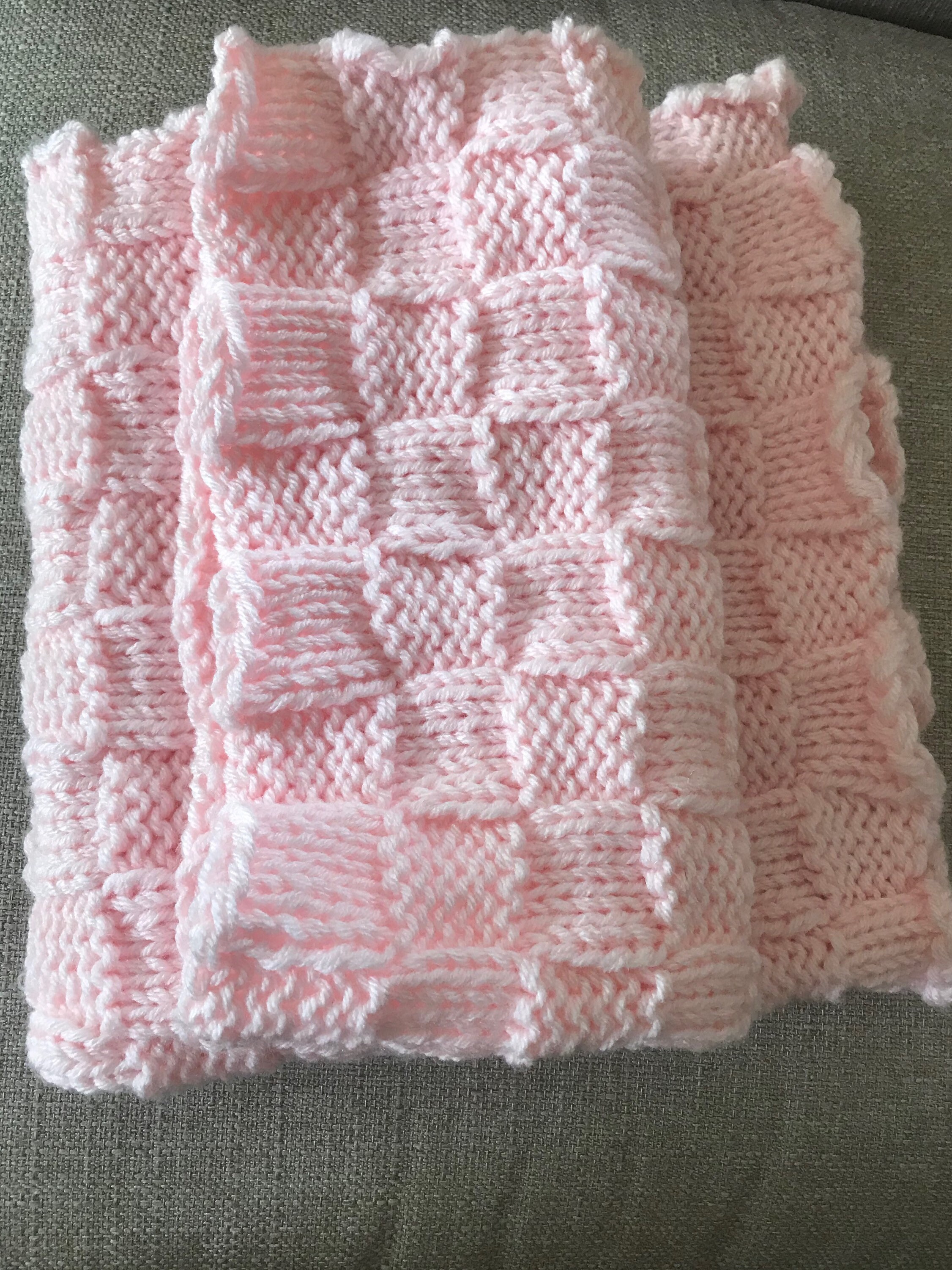Pink knit baby blanket premium acrylic yarn smaller size | Etsy