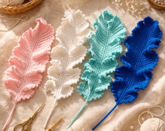 Realistic Crochet Fern Leaf Stem Pattern, Intermediate Botanical Applique (PDF Download)