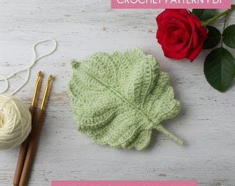 Crochet Leaves Tutorial, Crochet Plant Leaf, Crochet Flower Pot Decor, Botanical Crochet Tutorial, Flora Pattern, Nature Flower Bouquet DIY