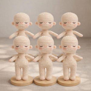 Amigurumi Doll Body Base Crochet Pattern 4 Inch Small Doll Base PDF Multilingual English Spanish French German Doll Making Pattern, Digital