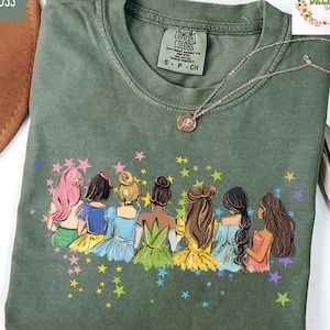 Retro comfortkleuren Disney Princess-shirt, Assepoester Sneeuwwitje Ariel Rapunzel-T-shirt, Girl Disney Trip-T-shirt, WDW Magic Kingdom-T-shirt