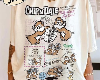 Chemise rétro Chip n Dale, t-shirt vintage Chipmunks Disney, chemise dessin animé Double Trouble, t-shirt mignon amis Disney, tenue du parc Disney