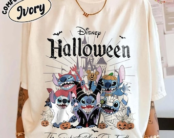 Disney Stitch Halloween Shirt, Horror Stitch Tee, Comfort Colors Halloween, Disney Family Matching Tee, Stitch Pumpkin Shirt