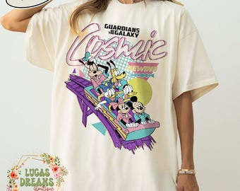 Retro Guardians of the Galaxy Cosmic Rewind-tröja, Musse Pigg och vänner Disney Ride-tröja, Disney-familjesemestertröja 2026, Disney-semestertröjor