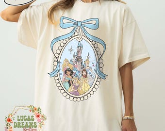 Comfort Colors Disney Princess Castle Shirt, Retro Princess Tee, Cinderella Belle Rapunzel Aurora Jasmine Shirt, Disney Trip Family Tee