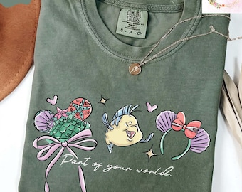 Maglietta vintage della Sirenetta, maglietta della principessa Disney Ariel, top Flounder parte del tuo mondo, maglietta coordinata per la famiglia con viaggio Disney