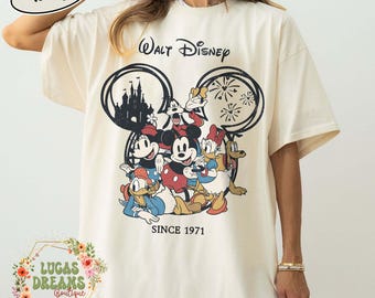 Retro Walt Disney Comfort Colors Shirt, Vintage Mickey and Friends Shirt, Disneyworld 1971 Shirt, Disney Family Vacation 2025 Shirt