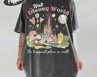 Retro Walt Disneyworld Shirt, Mickey And Friends Shirt, The Happiest Place On Earth Comfort Colors Shirt, Mickey Disney Vacation Tee