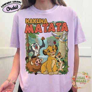 Comfort Colors Retro 90s Lion King Simba & Timon Shirt, Vintage Hakuna Matata Tee, Disneyland Trip Shirt, Disney Family Matching Lion King Orchid
