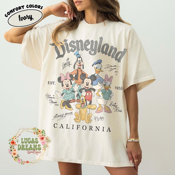 Comfort Color Vintage Disneyland California Shirt, Mickey and Friends Signature Tee, Disney Trip Family Shirt, Disney Family Vacation Shirt