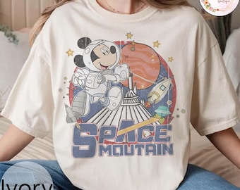 Comfortkleuren ruimtebergshirt, ruimteshirt muis en vrienden, Mickey ruimteshirt, vintage Disney-shirt, T-shirt Disney-personages