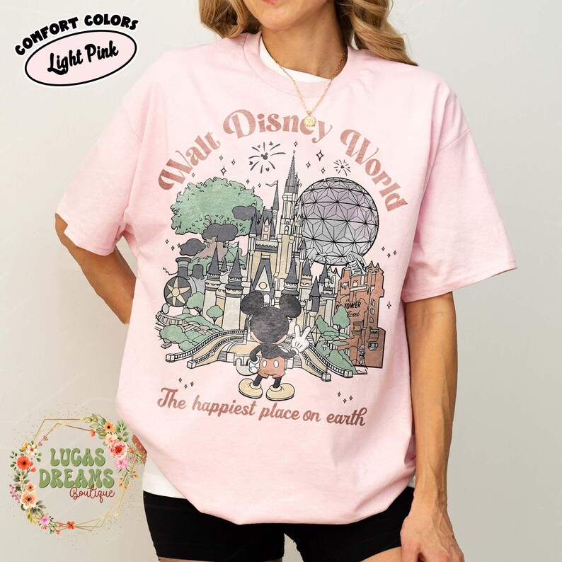 Mickey Walt Disneyworld Shirt, Mickey And Friends Shirts, Disney Family 2026 Tee, The Happiest Place On Earth Shirt, Magic Kingdom Tee Blossom/Light Pink