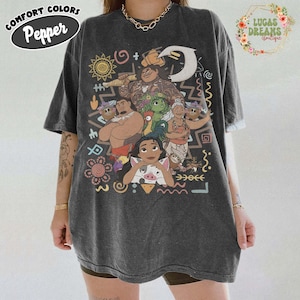 Vintage Disney Moana Pua Pig Shirt, Retro Hei Hei Maui Ocean Tee, Magic Kingdom Birthday Girl Outfit, Walt Disney World Family Matching Gift Pepper/Dark Heather